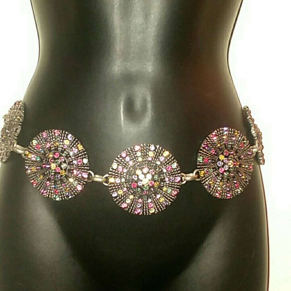 Vintage Brightly colored Metal Medallion Belt